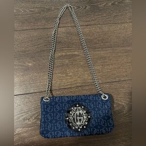 Guess Mini women's G Lux denim quilted flap-over crossbody Bag